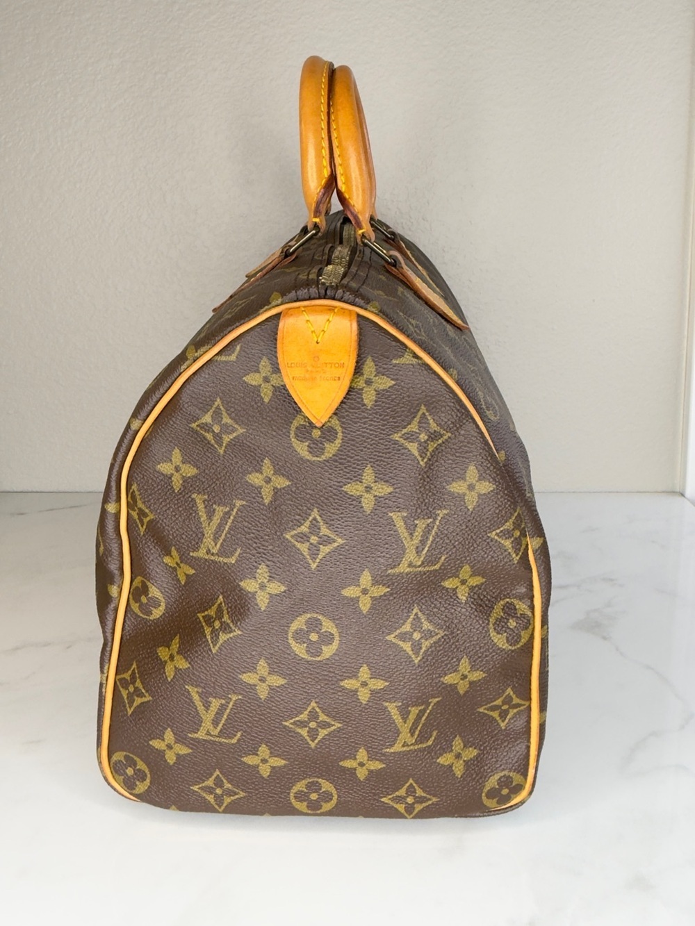 Louis Vuitton Classic Speedy 35 Monogram Canvas Tote Handbag w Lock Key Dust Bag - Picture 5 of 13